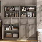 Armario de baño con puertas y cajones, armario de almacenamiento de pie, armario organizador alto para baño, sala de estar, cocina, despensa