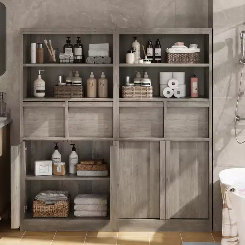 Armario de baño con puertas y cajones, armario de almacenamiento de pie, armario organizador alto para baño, sala de estar, cocina, despensa