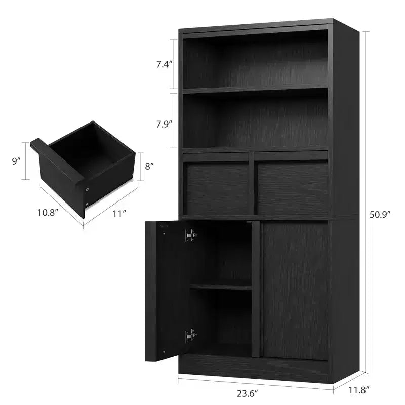 Armario de baño con puertas y cajones, armario de almacenamiento de pie, armario organizador alto para baño, sala de estar, cocina, despensa