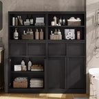Armario de baño con puertas y cajones, armario de almacenamiento de pie, armario organizador alto para baño, sala de estar, cocina, despensa