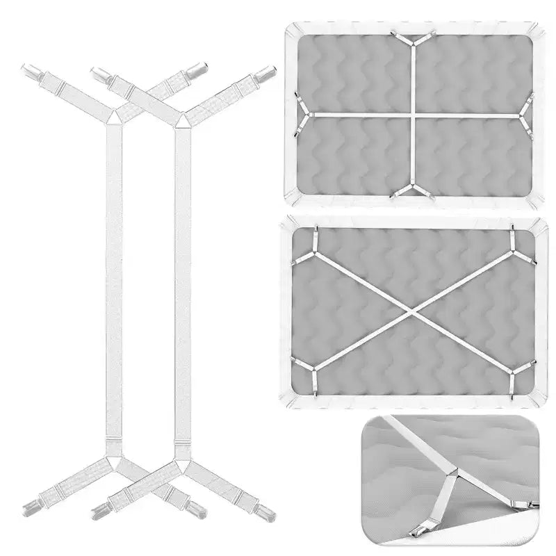 FeelAtHome Correas Sujeta Sábanas – Tirantes Cruzados Mantienen las Sábanas Ajustables o Planas en su Lugar para Colchones Individuales, Matrimoniales y King