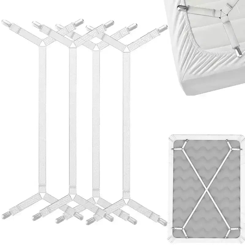 FeelAtHome Correas Sujeta Sábanas – Tirantes Cruzados Mantienen las Sábanas Ajustables o Planas en su Lugar para Colchones Individuales, Matrimoniales y King