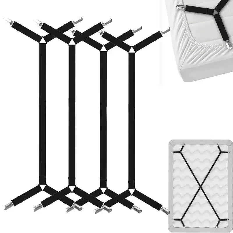 FeelAtHome Correas Sujeta Sábanas – Tirantes Cruzados Mantienen las Sábanas Ajustables o Planas en su Lugar para Colchones Individuales, Matrimoniales y King