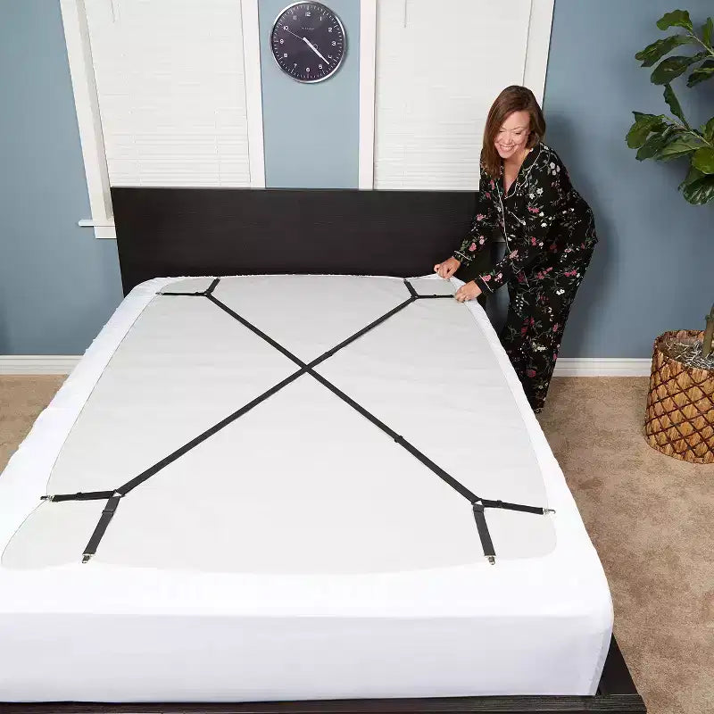 FeelAtHome Correas Sujeta Sábanas – Tirantes Cruzados Mantienen las Sábanas Ajustables o Planas en su Lugar para Colchones Individuales, Matrimoniales y King