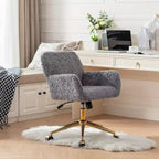 Silla de oficina Okak Velvet, silla de escritorio con base metálica dorada, silla giratoria con altura ajustable para oficina, hogar