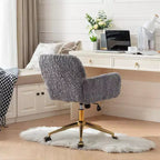 Silla de oficina Okak Velvet, silla de escritorio con base metálica dorada, silla giratoria con altura ajustable para oficina, hogar