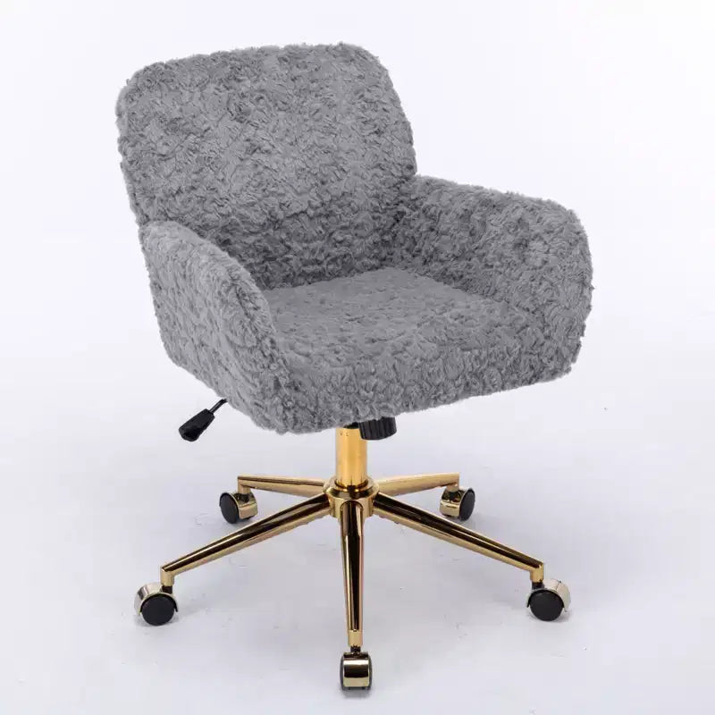Silla de oficina Okak Velvet, silla de escritorio con base metálica dorada, silla giratoria con altura ajustable para oficina, hogar