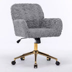 Silla de oficina Okak Velvet, silla de escritorio con base metálica dorada, silla giratoria con altura ajustable para oficina, hogar
