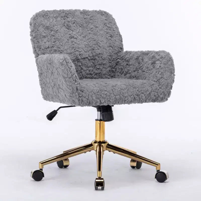 Silla de oficina Okak Velvet, silla de escritorio con base metálica dorada, silla giratoria con altura ajustable para oficina, hogar