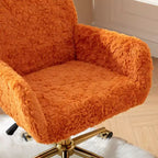 Silla de oficina Okak Velvet, silla de escritorio con base metálica dorada, silla giratoria con altura ajustable para oficina, hogar