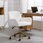 Silla de oficina Okak Velvet, silla de escritorio con base metálica dorada, silla giratoria con altura ajustable para oficina, hogar