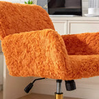 Silla de oficina Okak Velvet, silla de escritorio con base metálica dorada, silla giratoria con altura ajustable para oficina, hogar