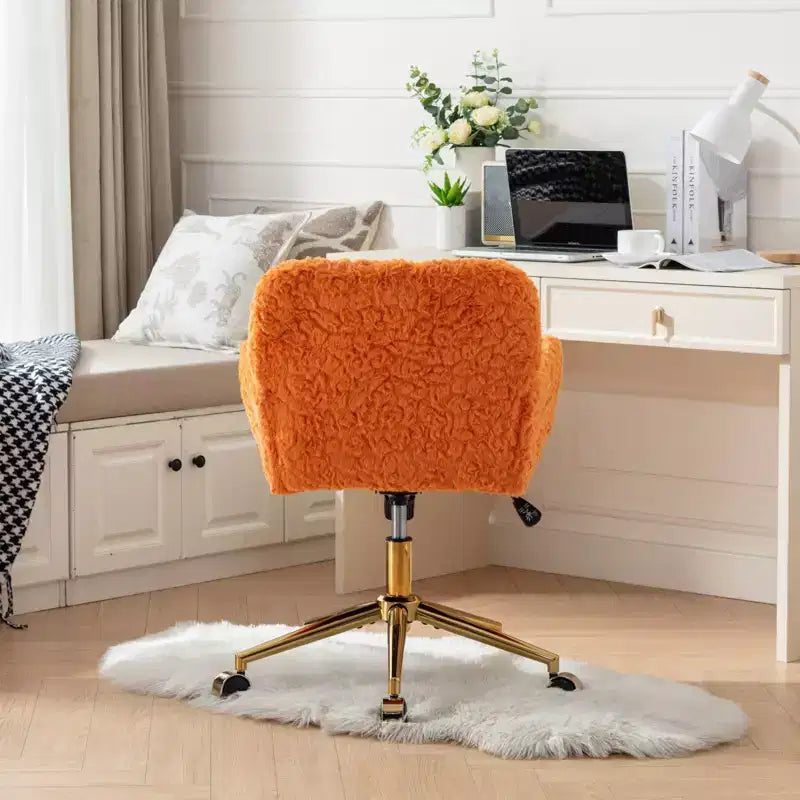 Silla de oficina Okak Velvet, silla de escritorio con base metálica dorada, silla giratoria con altura ajustable para oficina, hogar