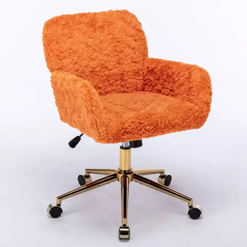 Silla de oficina Okak Velvet, silla de escritorio con base metálica dorada, silla giratoria con altura ajustable para oficina, hogar