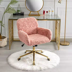Silla de oficina Okak Velvet, silla de escritorio con base metálica dorada, silla giratoria con altura ajustable para oficina, hogar