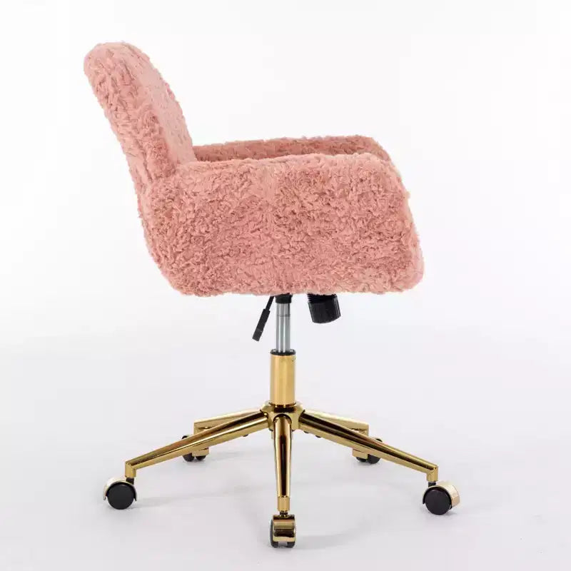 Silla de oficina Okak Velvet, silla de escritorio con base metálica dorada, silla giratoria con altura ajustable para oficina, hogar