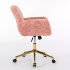 Silla de oficina Okak Velvet, silla de escritorio con base metálica dorada, silla giratoria con altura ajustable para oficina, hogar