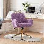 Silla de oficina Okak Velvet, silla de escritorio con base metálica dorada, silla giratoria con altura ajustable para oficina, hogar