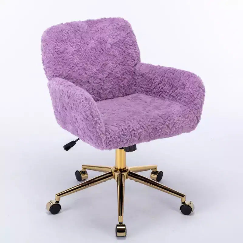 Silla de oficina Okak Velvet, silla de escritorio con base metálica dorada, silla giratoria con altura ajustable para oficina, hogar