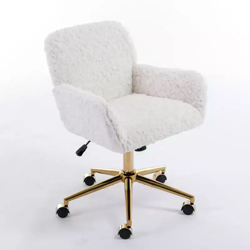 Silla de oficina Okak Velvet, silla de escritorio con base metálica dorada, silla giratoria con altura ajustable para oficina, hogar