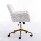 Silla de oficina Okak Velvet, silla de escritorio con base metálica dorada, silla giratoria con altura ajustable para oficina, hogar