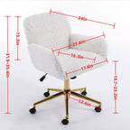 Silla de oficina Okak Velvet, silla de escritorio con base metálica dorada, silla giratoria con altura ajustable para oficina, hogar