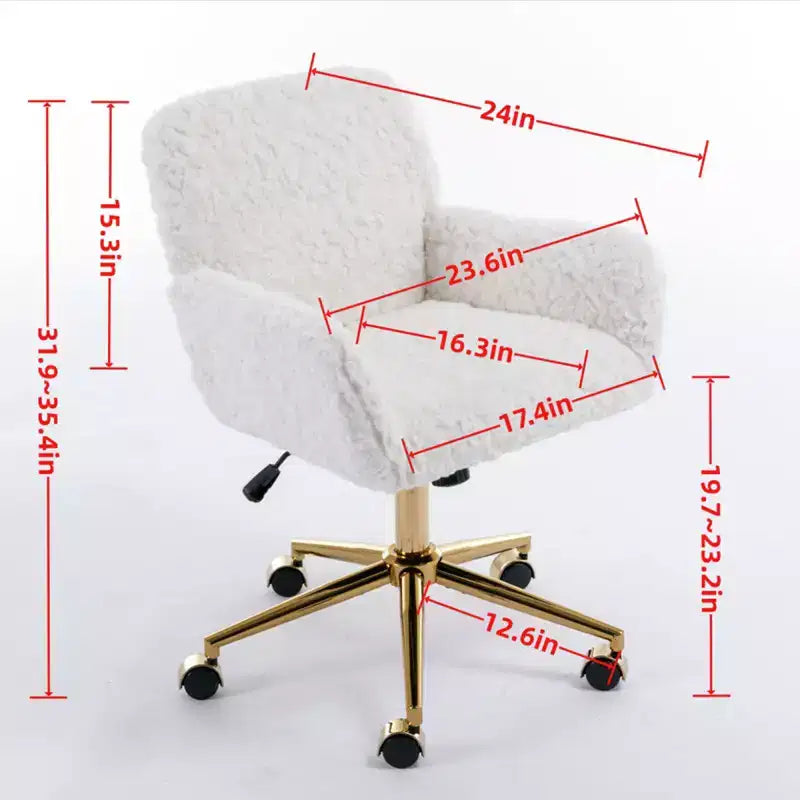 Silla de oficina Okak Velvet, silla de escritorio con base metálica dorada, silla giratoria con altura ajustable para oficina, hogar
