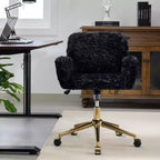 Silla de oficina Okak Velvet, silla de escritorio con base metálica dorada, silla giratoria con altura ajustable para oficina, hogar
