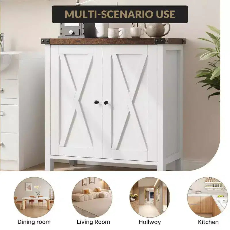 Mueble de almacenamiento de granja de 15,7 x 30 x 31,5, aparador con 2 puertas y estantes ajustables