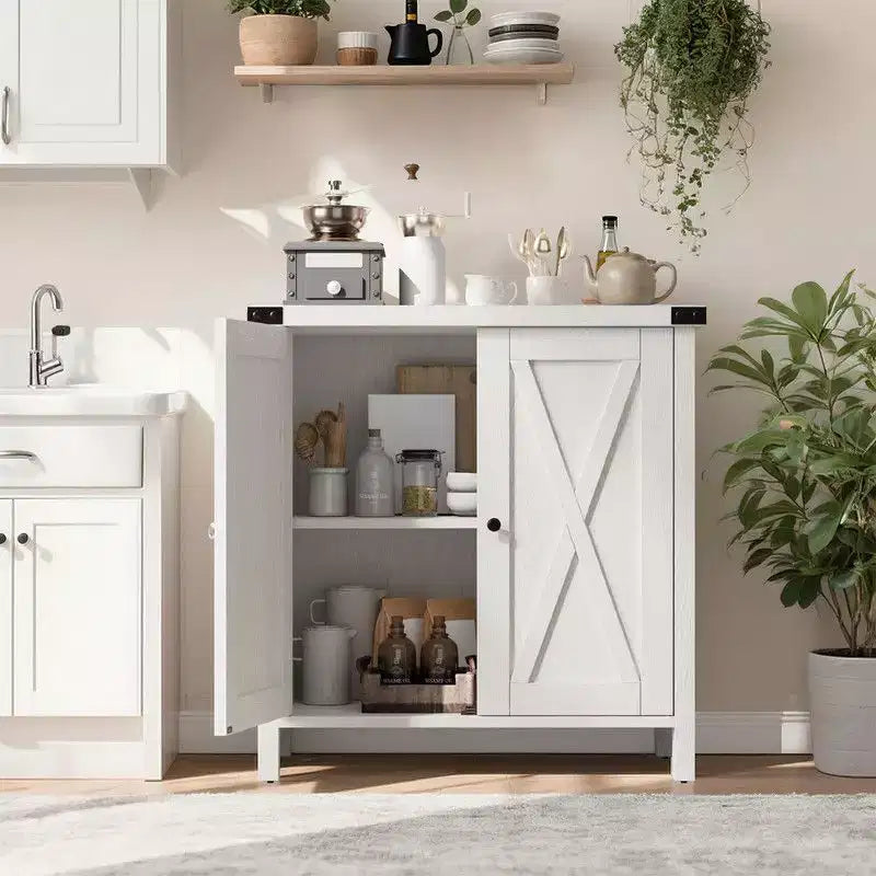 Mueble de almacenamiento de granja de 15,7 x 30 x 31,5, aparador con 2 puertas y estantes ajustables