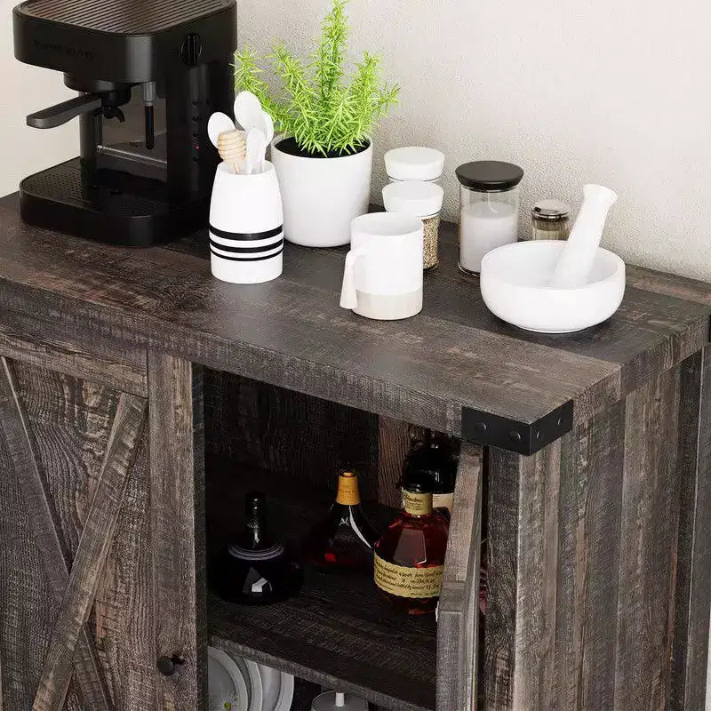Mueble de almacenamiento de granja de 15,7 x 30 x 31,5, aparador con 2 puertas y estantes ajustables