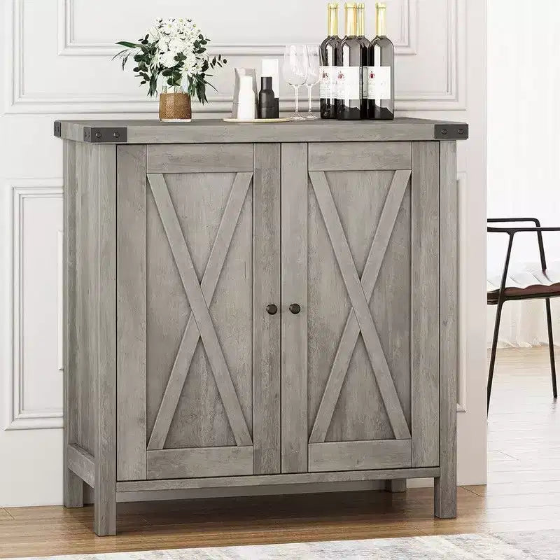 Mueble de almacenamiento de granja de 15,7 x 30 x 31,5, aparador con 2 puertas y estantes ajustables