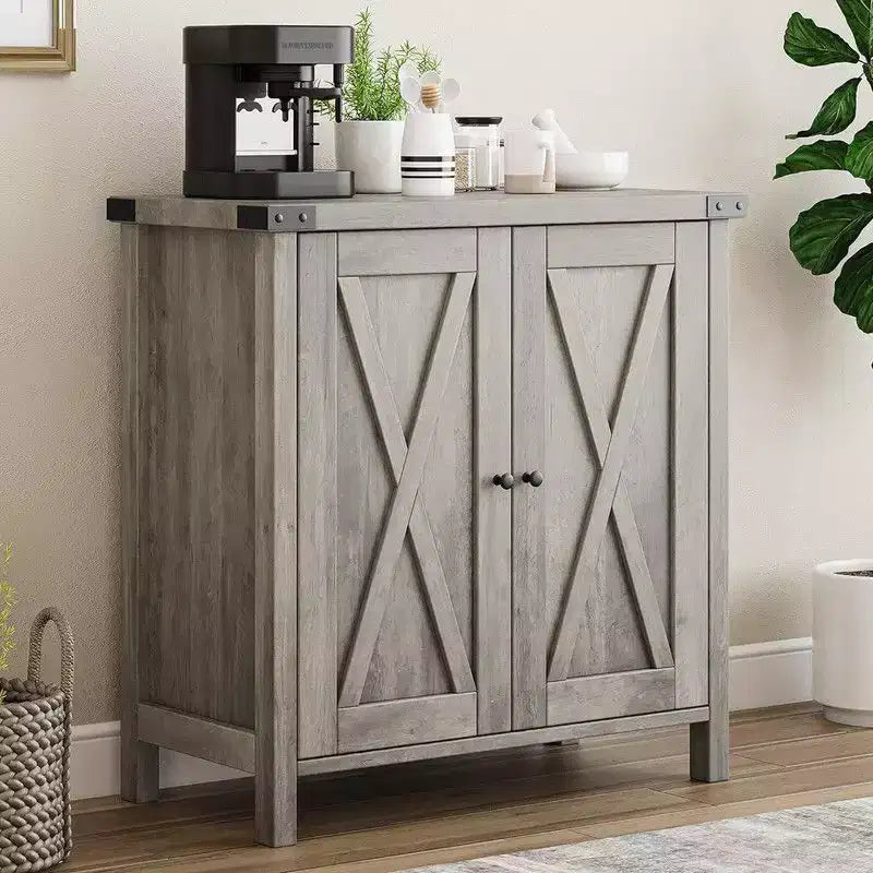 Mueble de almacenamiento de granja de 15,7 x 30 x 31,5, aparador con 2 puertas y estantes ajustables