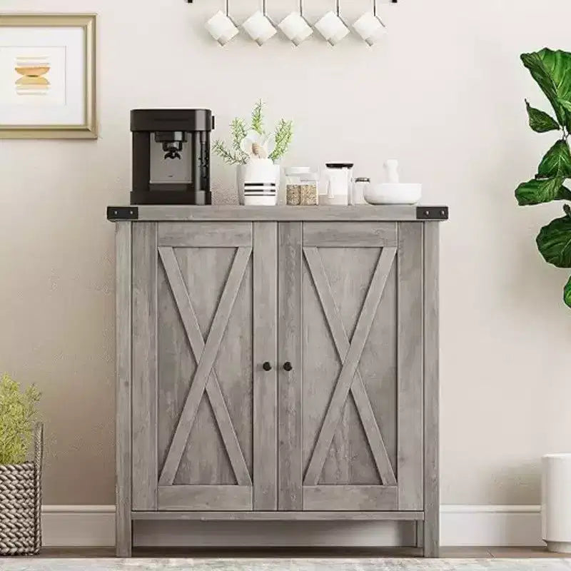 Mueble de almacenamiento de granja de 15,7 x 30 x 31,5, aparador con 2 puertas y estantes ajustables