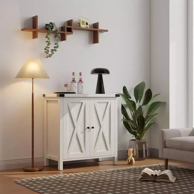 Mueble de almacenamiento de granja de 15,7 x 30 x 31,5, aparador con 2 puertas y estantes ajustables