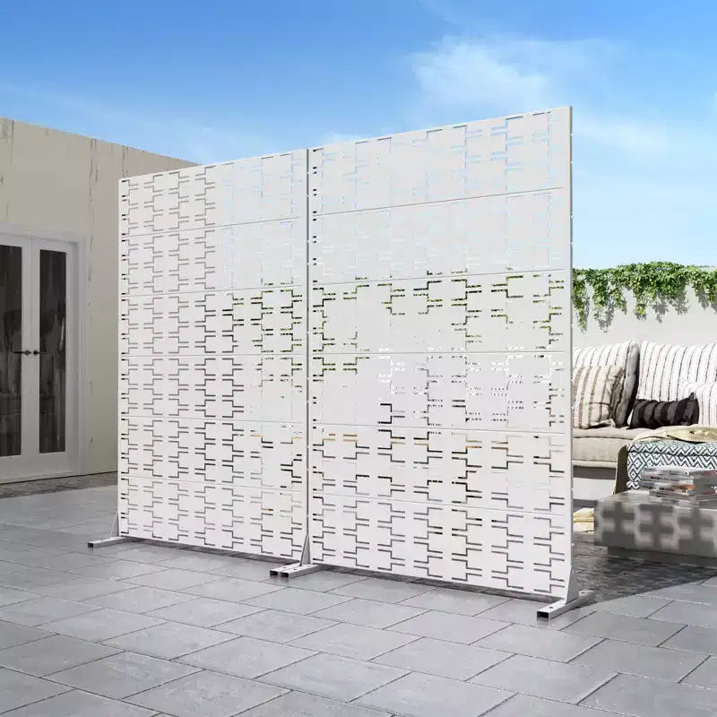 Pantallas y paneles de privacidad MAYEERTY con soporte blanco para exteriores, balcón, patio, jardín, separador de ambientes