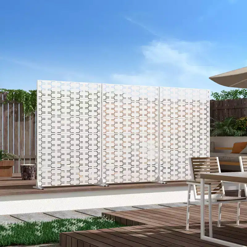 Pantallas y paneles de privacidad MAYEERTY con soporte blanco para exteriores, balcón, patio, jardín, separador de ambientes