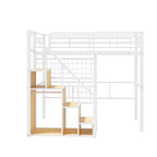Litera alta individual con escaleras para niños, literas metálicas con armario pequeño, estructura de cama alta con malla decorativa