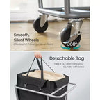Cesto para la ropa sucia con ruedas, bolsa extraíble, estructura de acero, 130 L