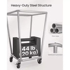 Cesto para la ropa sucia con ruedas, bolsa extraíble, estructura de acero, 130 L