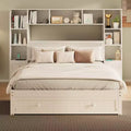 GDFStudio Polly Queen Size Pine Wood Platform Bed with Nightstands and Bookcase Cabinet