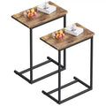 2 PCS Sofa Side Table C End Table, Vintage Couch Table Sofa Side Table for Coffee Snack Laptop, Living Room TV Tray End Table