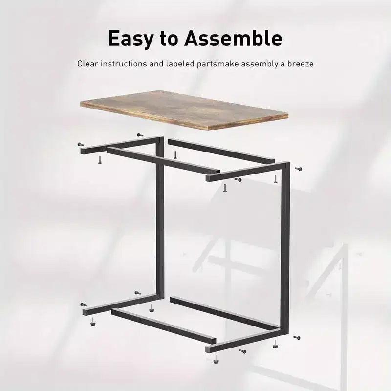 2 mesitas de sofá tipo C, mesa auxiliar vintage para sofá, mesa auxiliar para café, aperitivos, laptop, sala de estar, mesita de TV