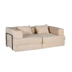 Sofá cama convertible de suelo Whisen con estructura de forma fija, sofás biplaza modulares sin huesos, tela de chenilla