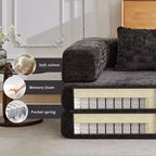 Sofá cama convertible de suelo Whisen con estructura de forma fija, sofás biplaza modulares sin huesos, tela de chenilla