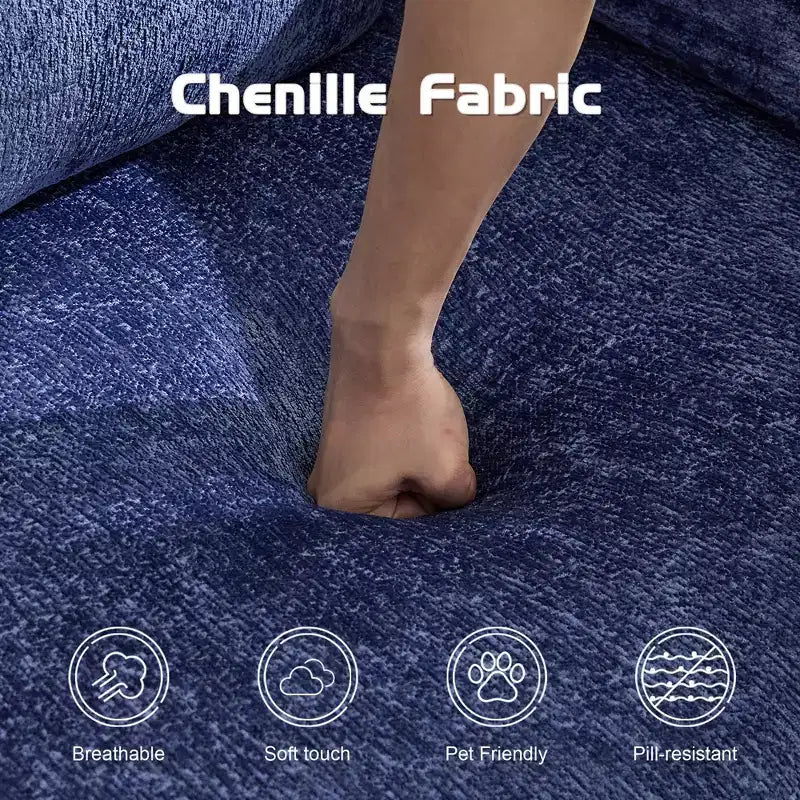 Sofá cama convertible de suelo Whisen con estructura de forma fija, sofás biplaza modulares sin huesos, tela de chenilla