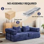 Sofá cama convertible de suelo Whisen con estructura de forma fija, sofás biplaza modulares sin huesos, tela de chenilla