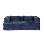 Sofá cama convertible de suelo Whisen con estructura de forma fija, sofás biplaza modulares sin huesos, tela de chenilla