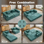 Sofá cama convertible de suelo Whisen con estructura de forma fija, sofás biplaza modulares sin huesos, tela de chenilla