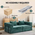 Sofá cama convertible de suelo Whisen con estructura de forma fija, sofás biplaza modulares sin huesos, tela de chenilla